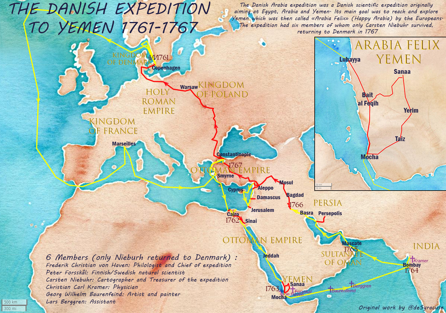 map of the danish expedition to yemen